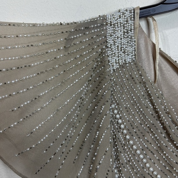 (R3) JKARA vintage Size 14 Full Length Champagne Beaded Formal Dress NWT - Picture 5 of 13